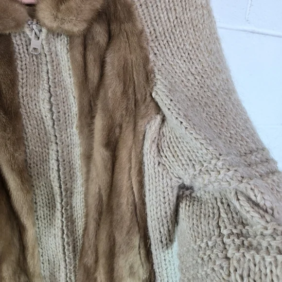 Vtg 70s  Mink Front Sweater Jacket Albert Furs - Picture 7 of 13